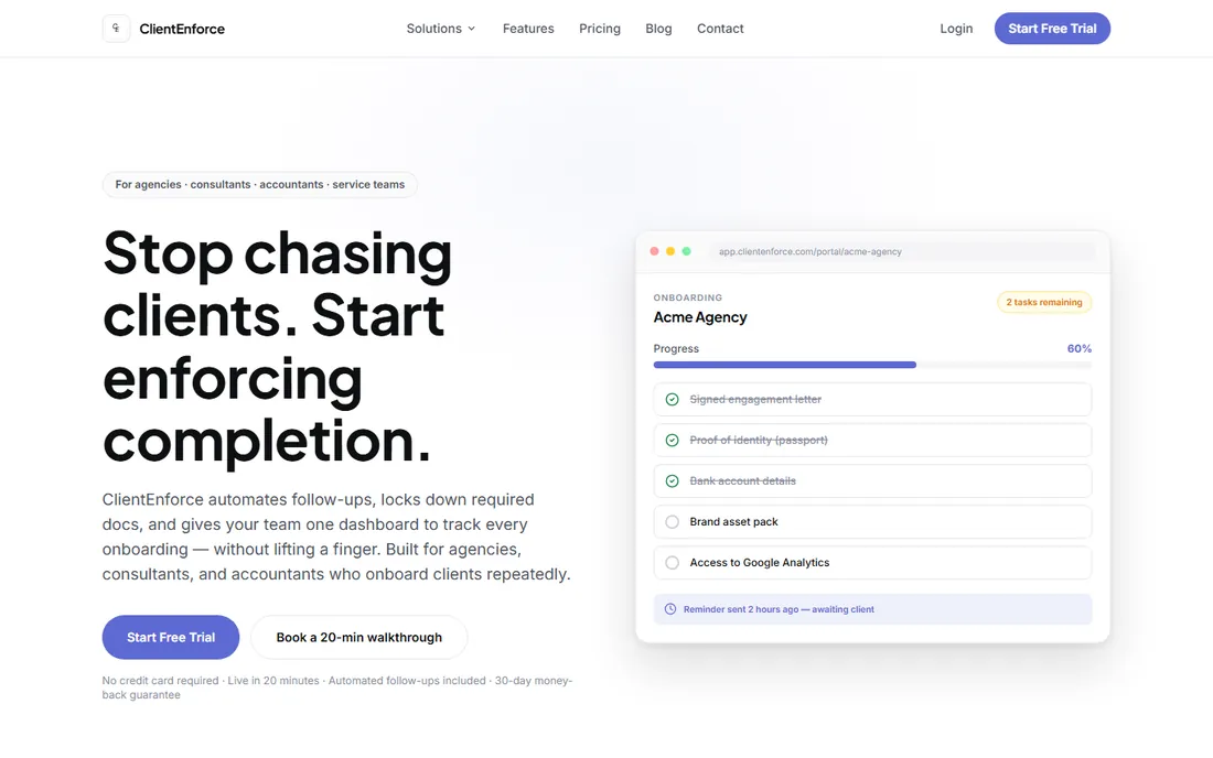 ClientEnforce homepage