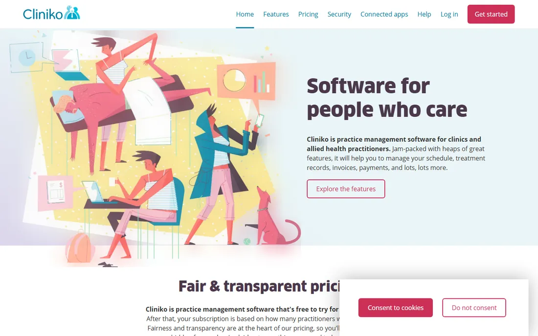 Cliniko homepage