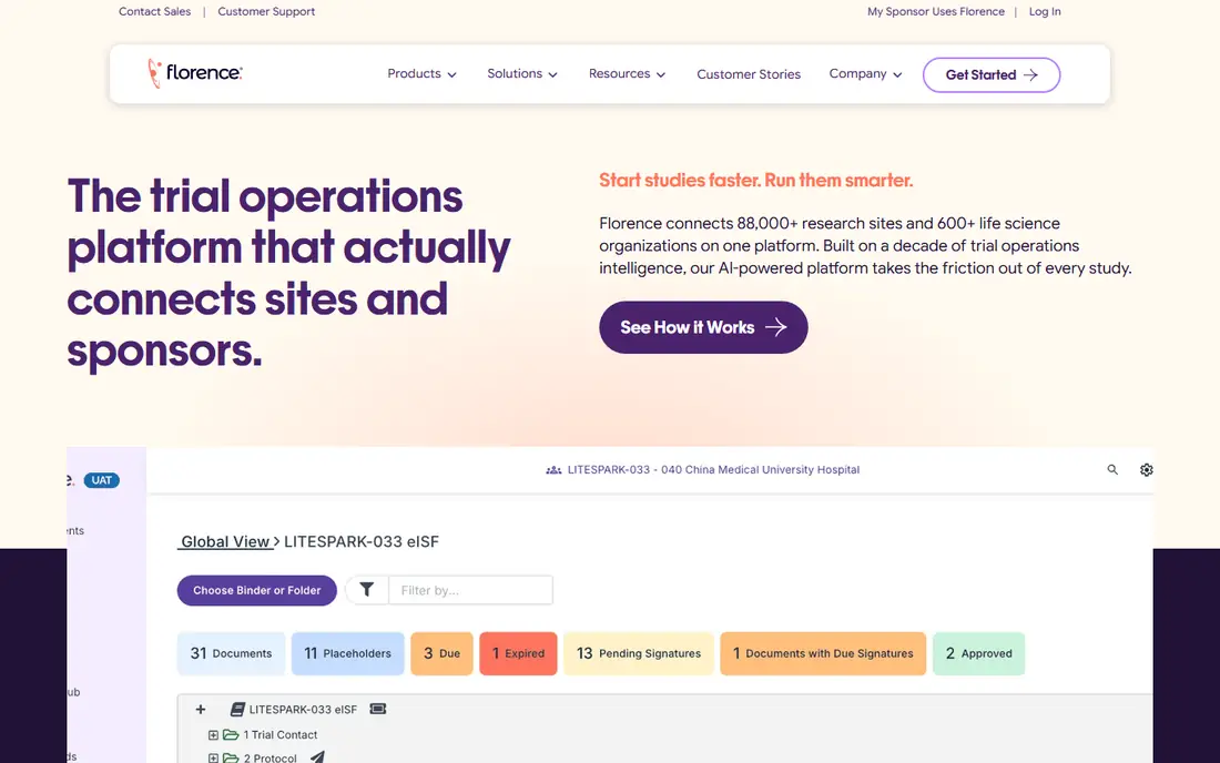 Florence Healthcare homepage