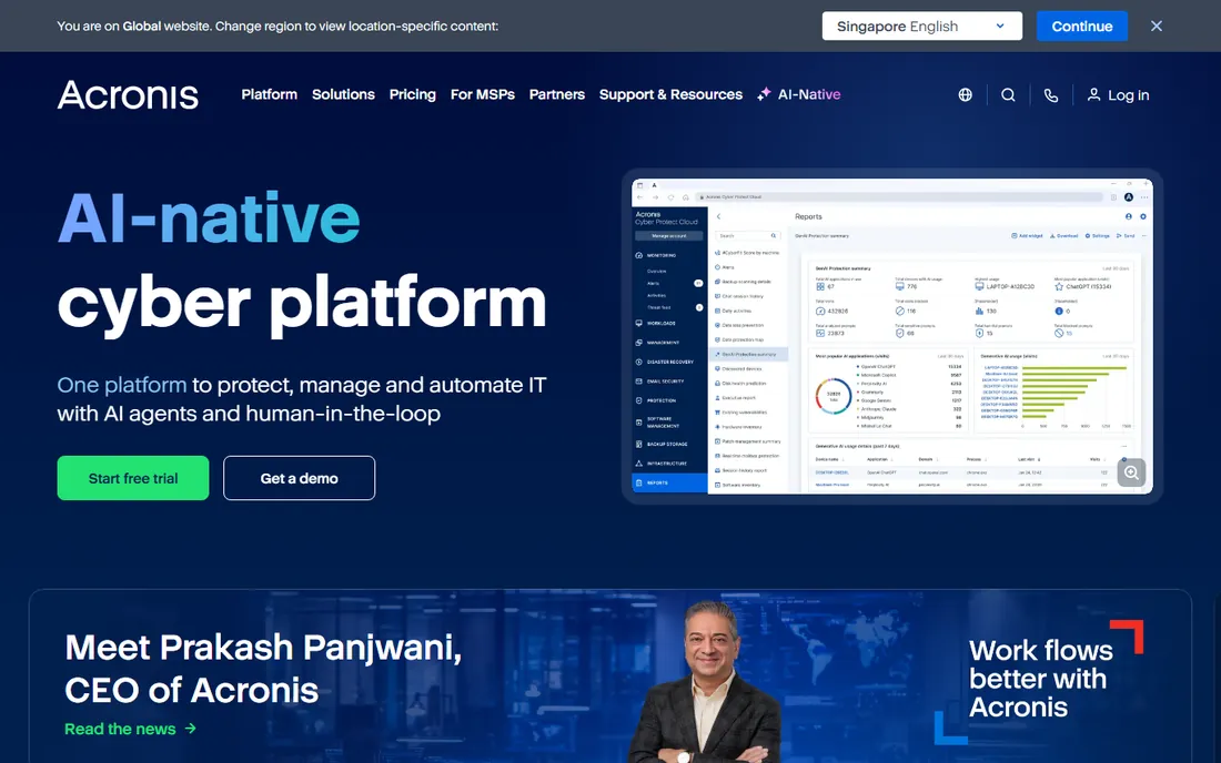 Acronis Cyber Protect Home Office homepage