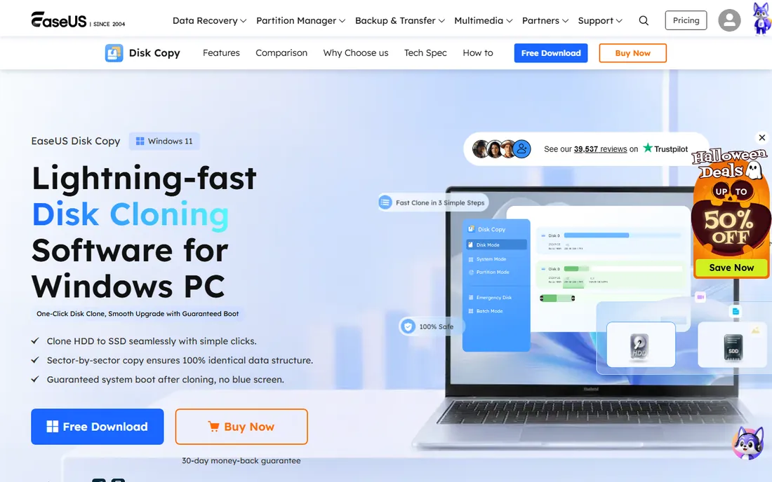 EaseUS Disk Copy homepage