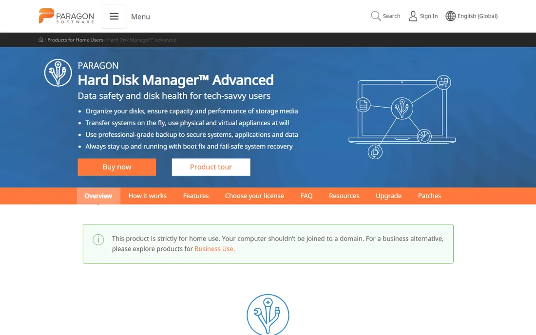 Paragon Hard Disk Manager homepage