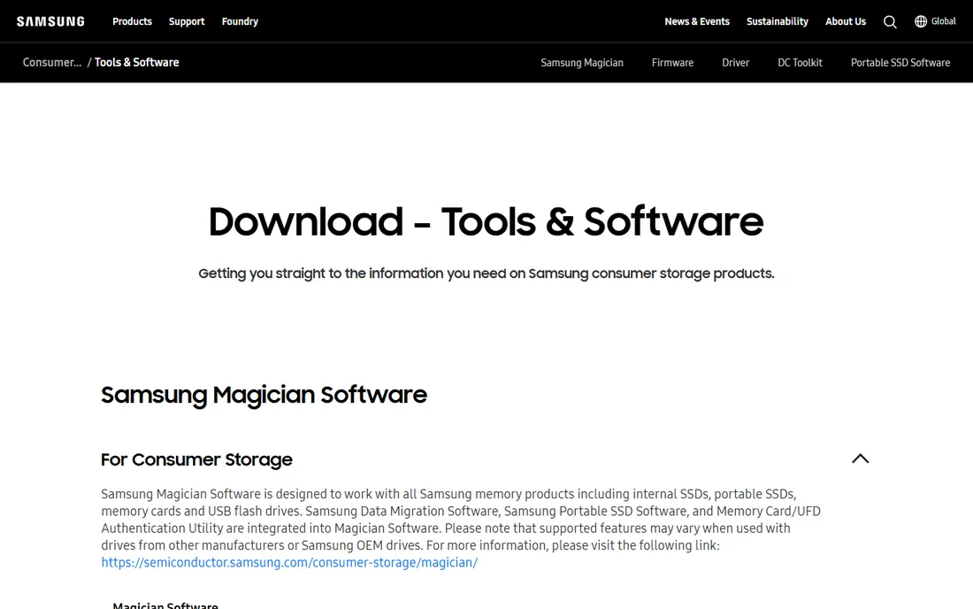 Samsung Data Migration homepage