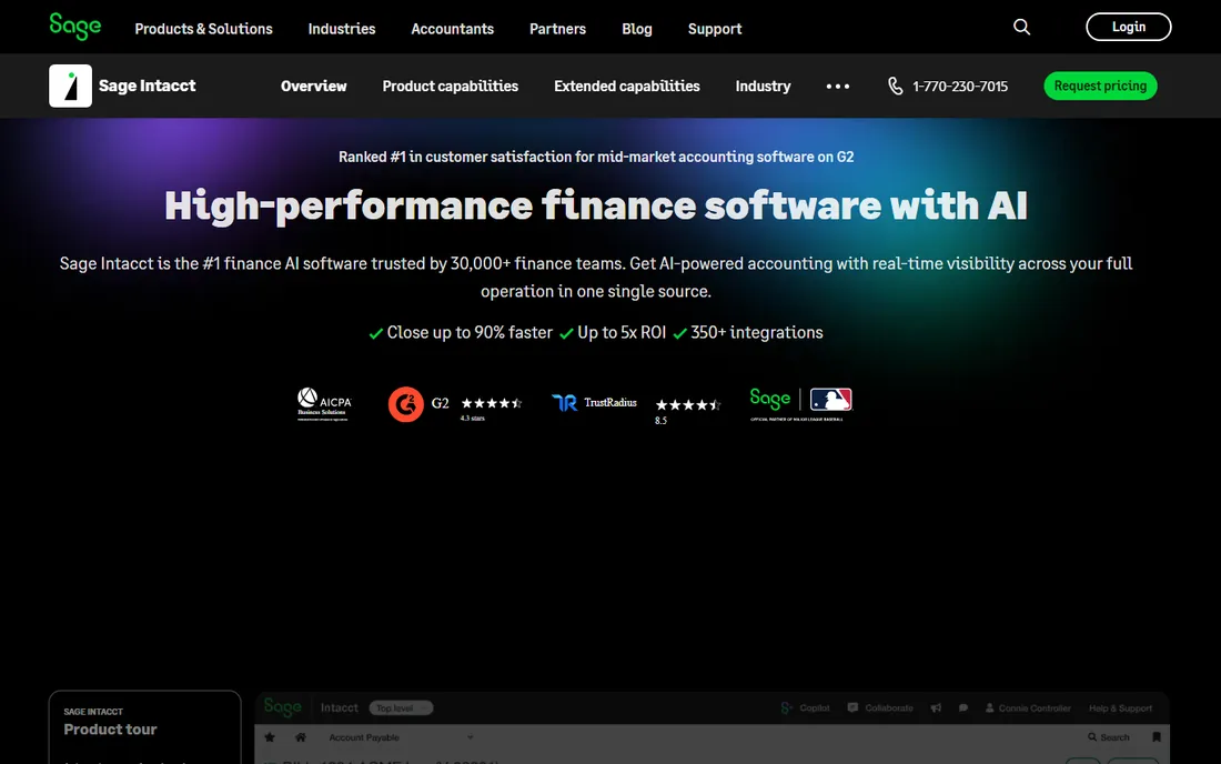 Sage Intacct homepage