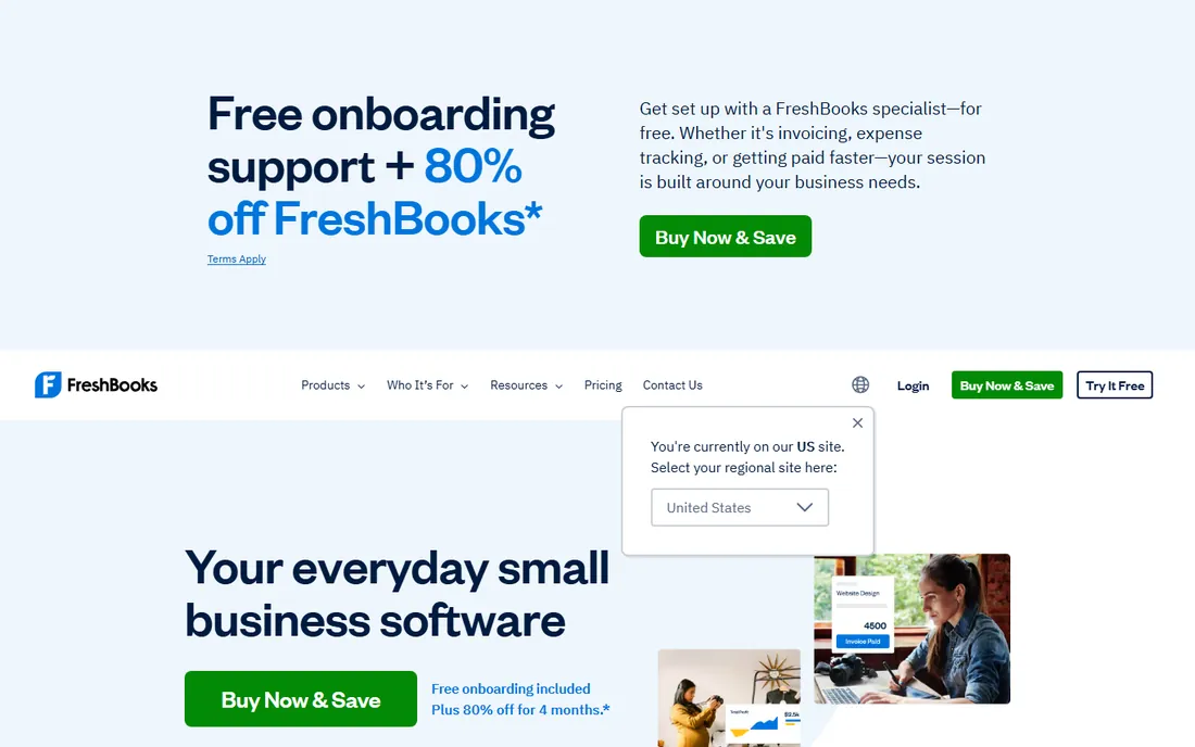 FreshBooks homepage