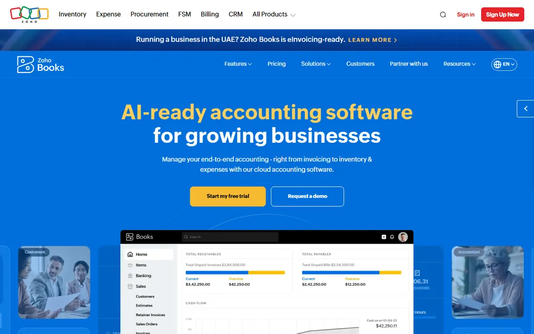Zoho Books homepage