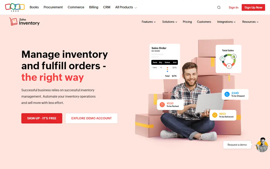 Zoho Inventory homepage