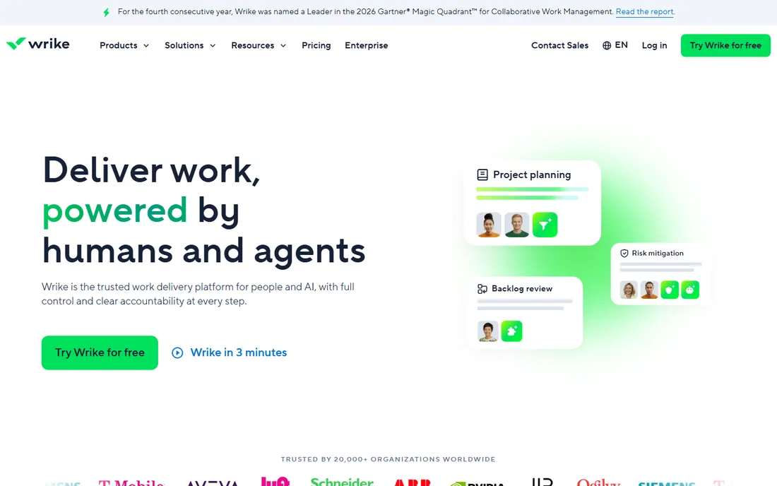 Wrike homepage