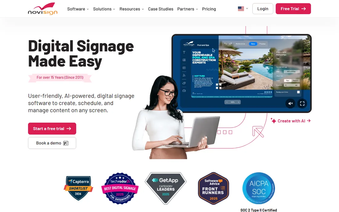 NoviSign homepage