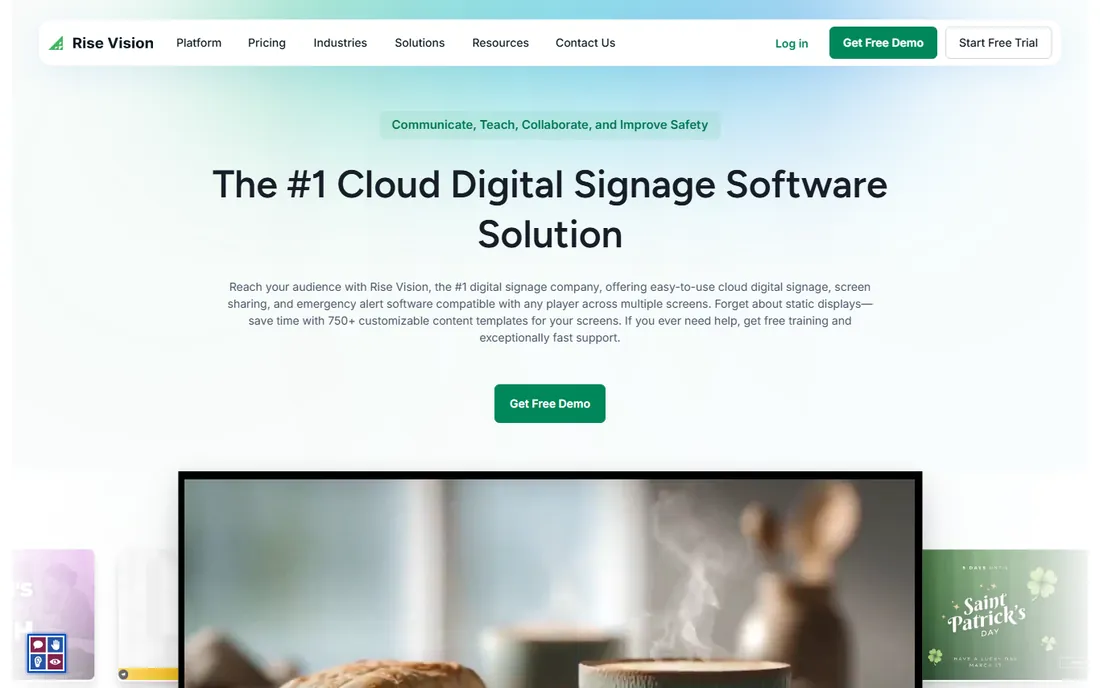 Rise Vision homepage