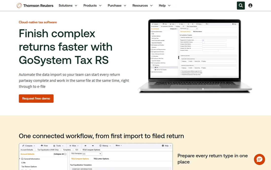 GoSystem Tax RS homepage
