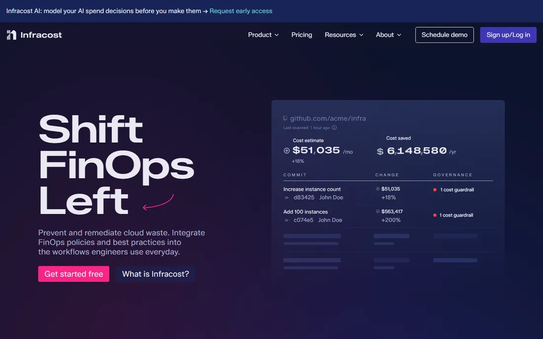 Infracost homepage