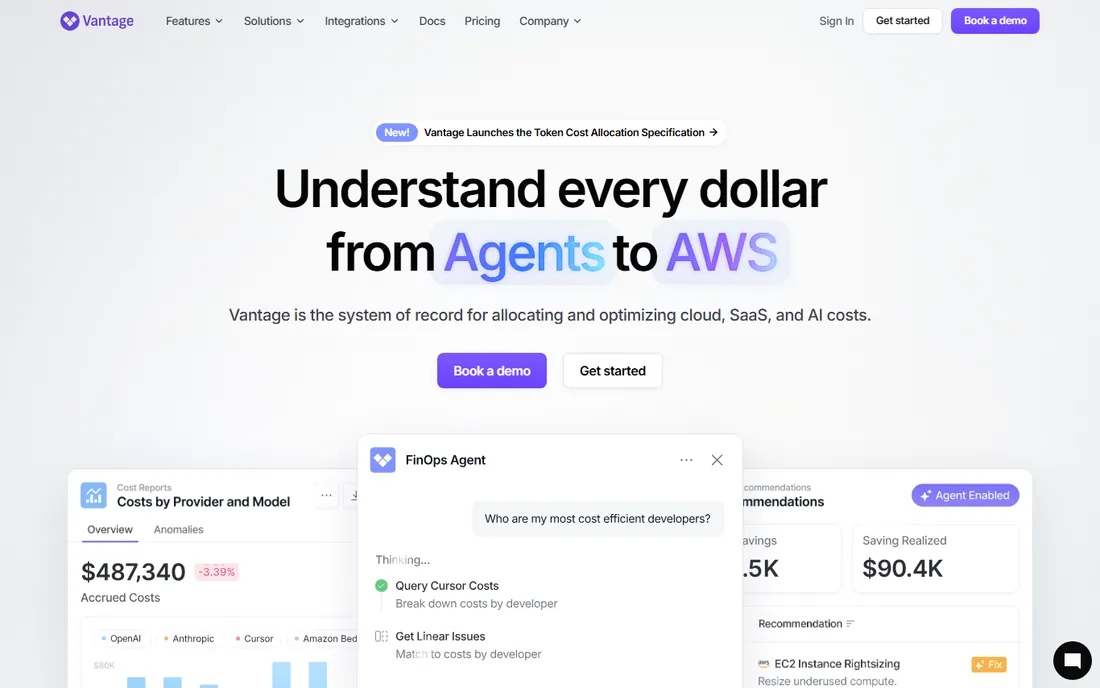 Vantage homepage