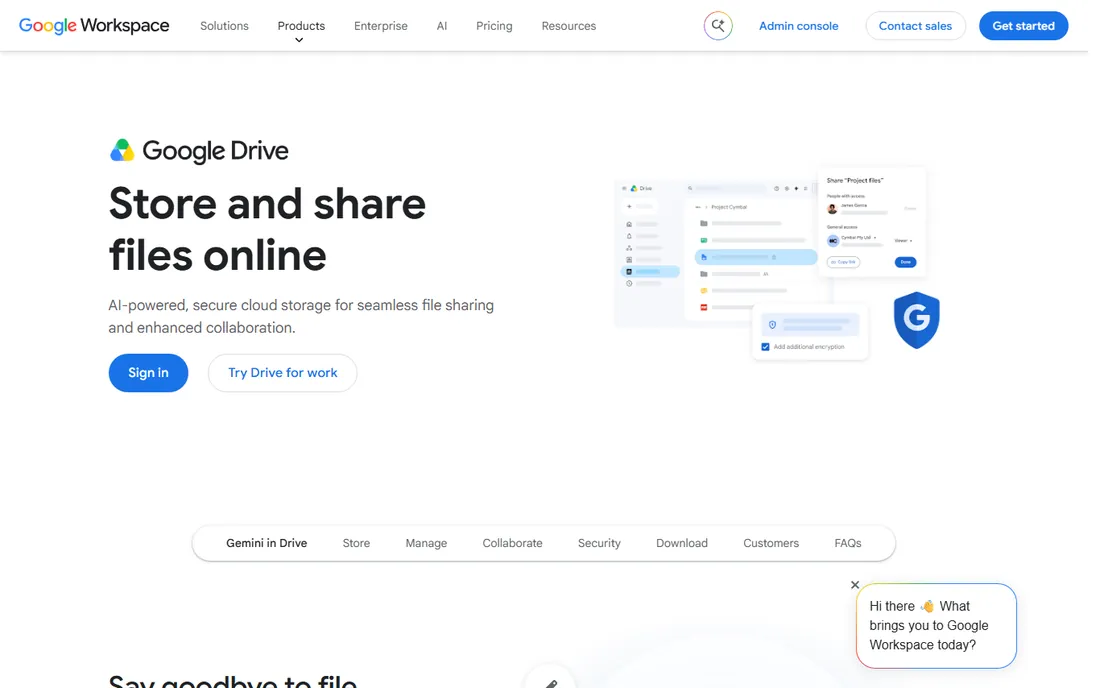 Google Drive homepage