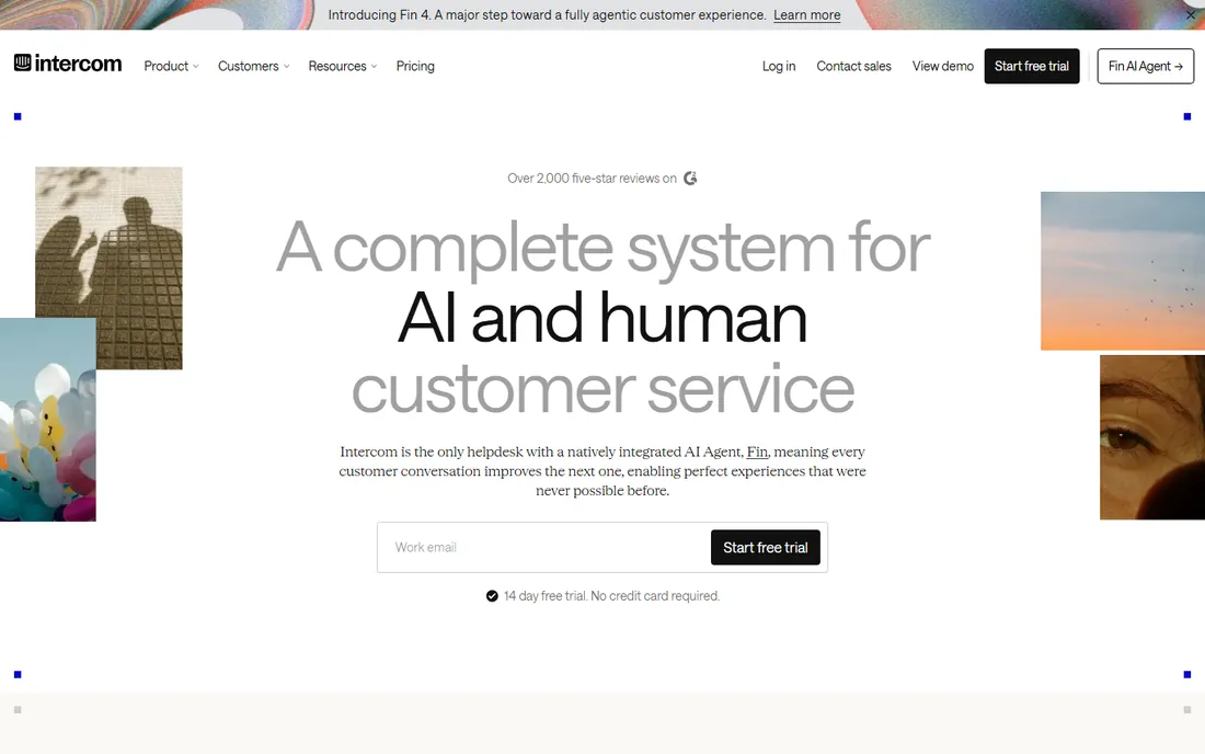 Intercom homepage