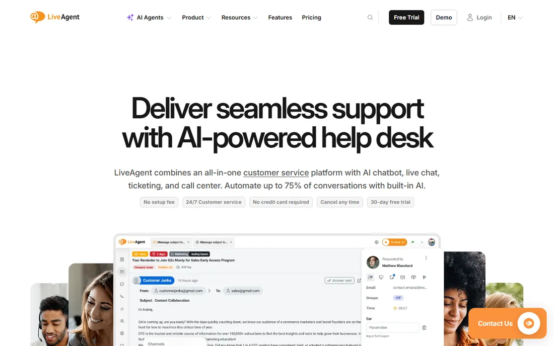 LiveAgent homepage