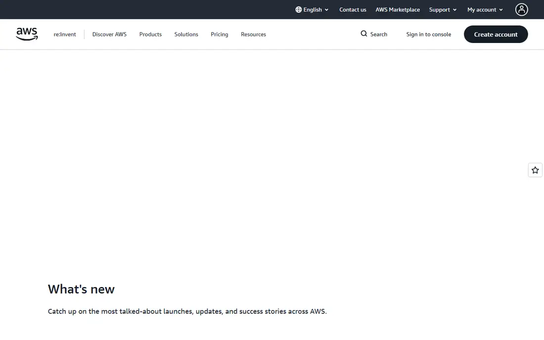 Amazon Web Services homepage