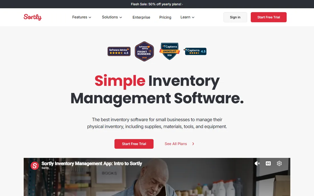 Sortly homepage