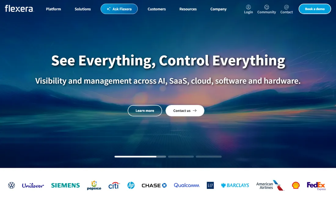 Flexera One homepage