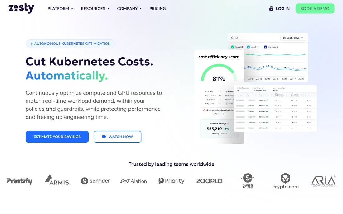 Zesty homepage