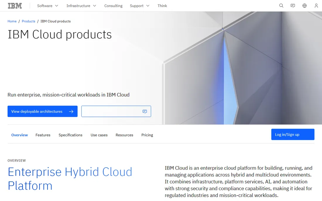 IBM Cloud homepage
