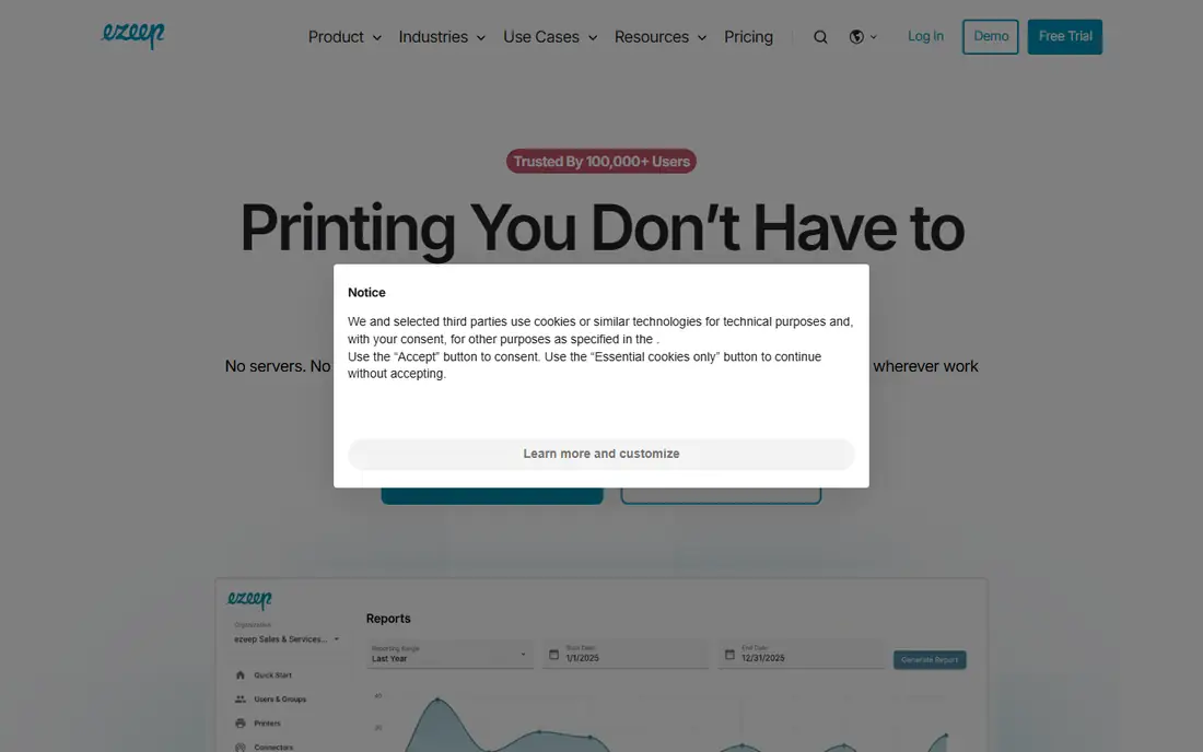 ezeep homepage