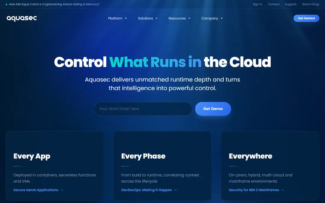 Aqua Security homepage