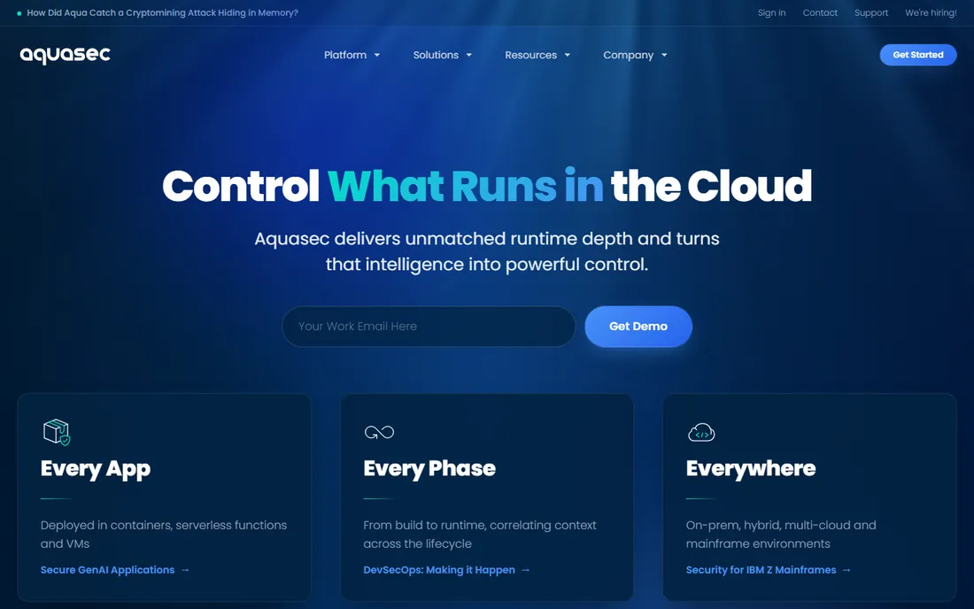 Aqua Security homepage