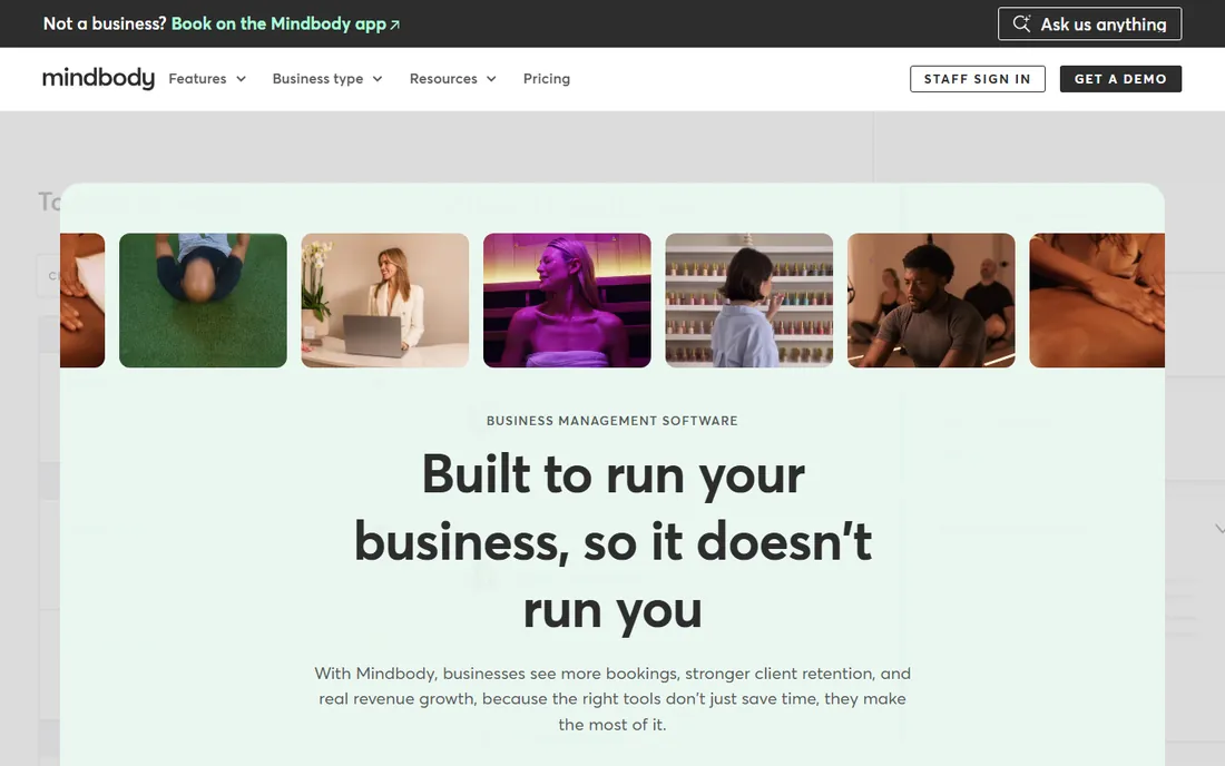 Mindbody homepage