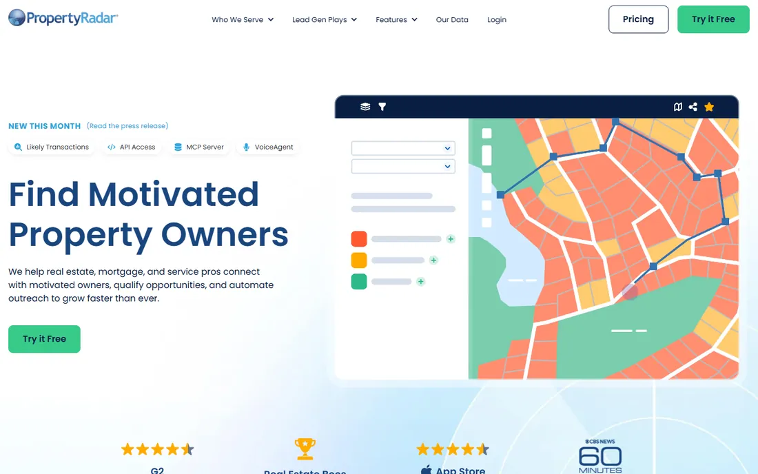 PropertyRadar homepage