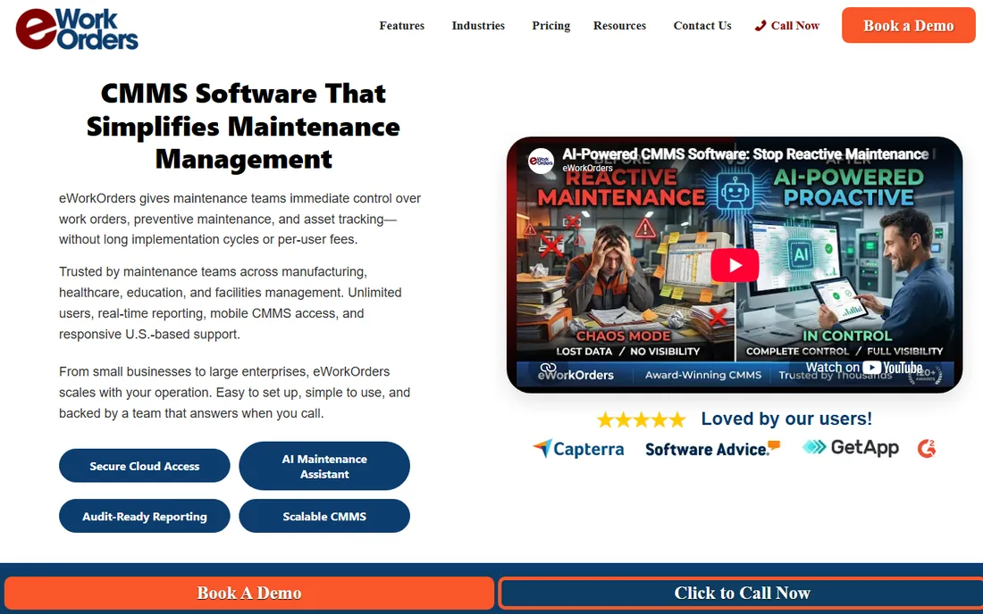 eWorkOrders homepage