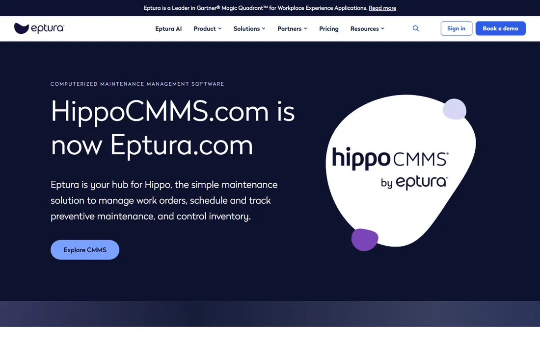 Hippo CMMS homepage