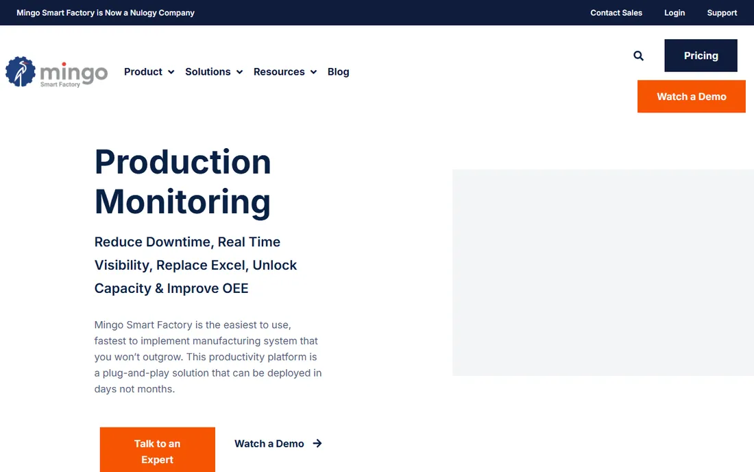 Mingo Smart Factory homepage