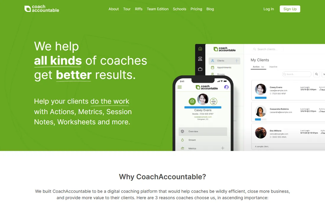 CoachAccountable homepage