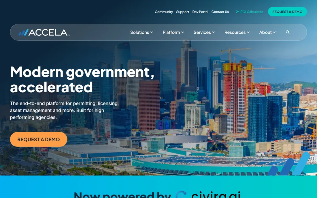 Accela homepage