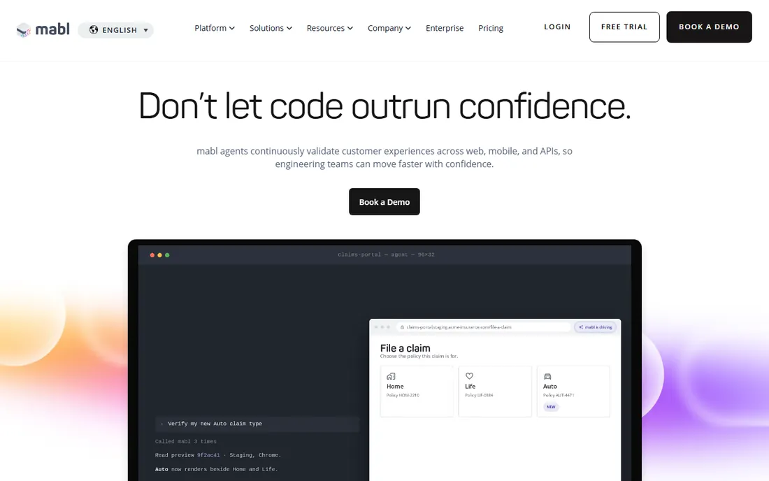 Mabl homepage