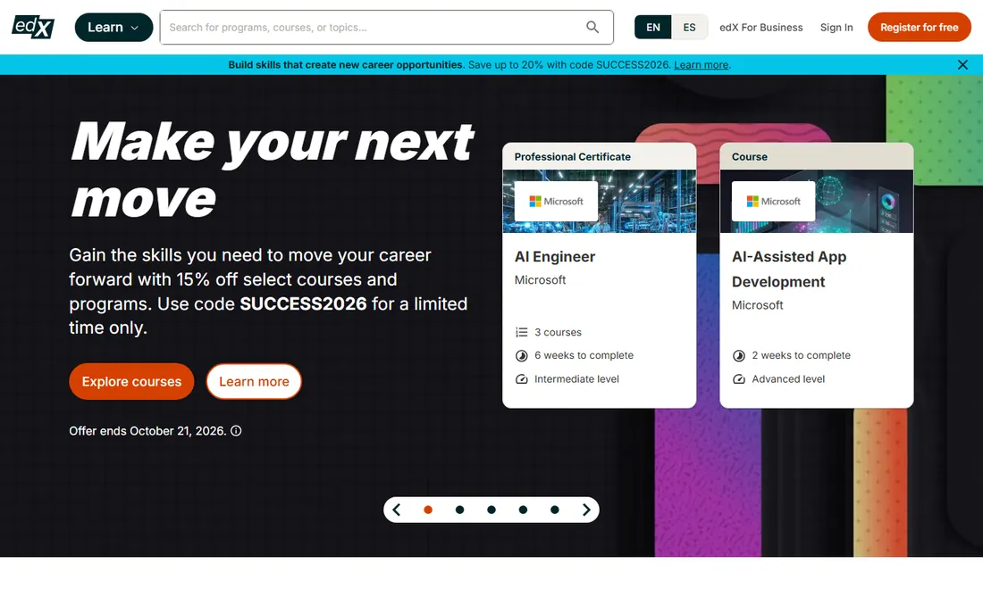 edX homepage