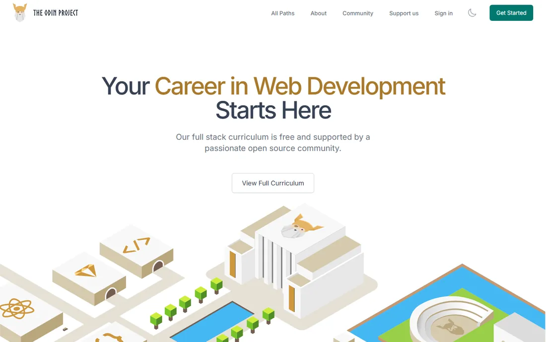 The Odin Project homepage