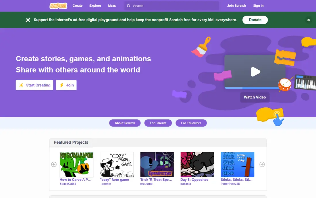 Scratch homepage