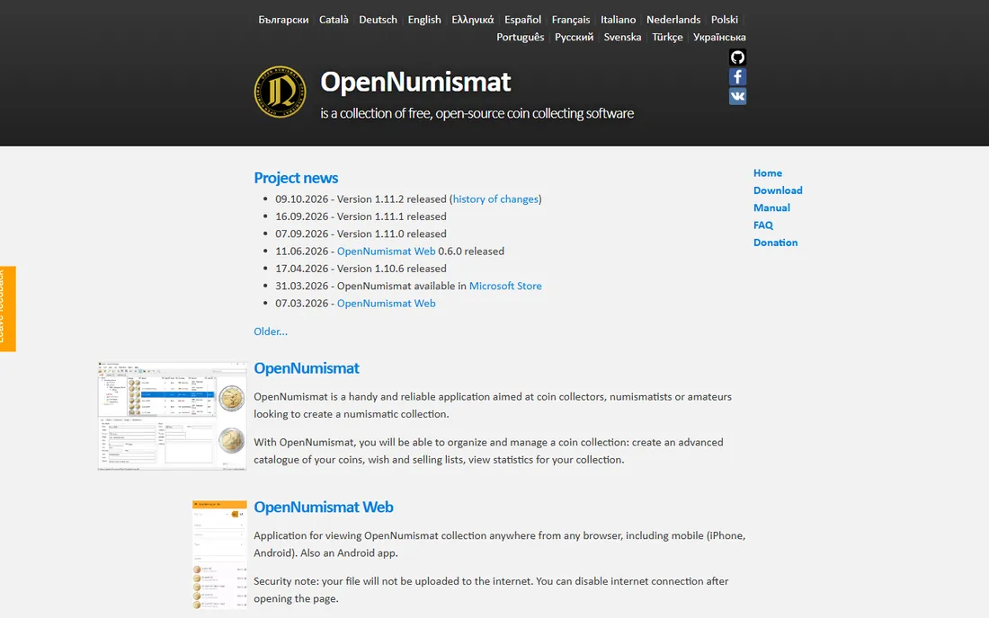OpenNumismat homepage
