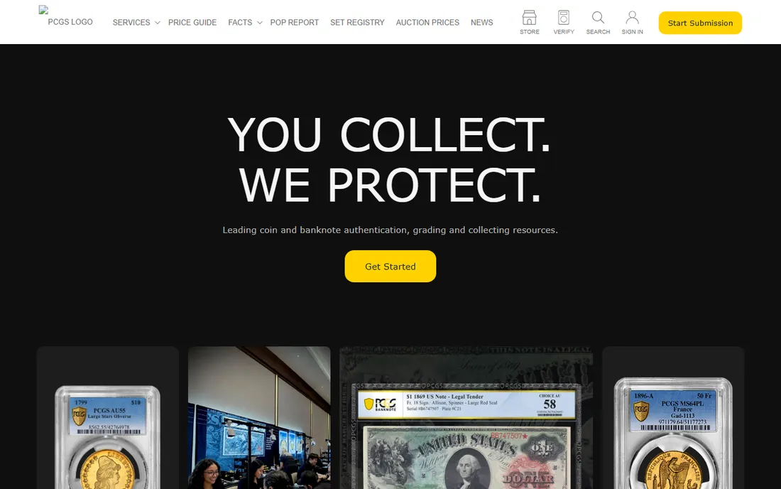 PCGS CoinFacts homepage