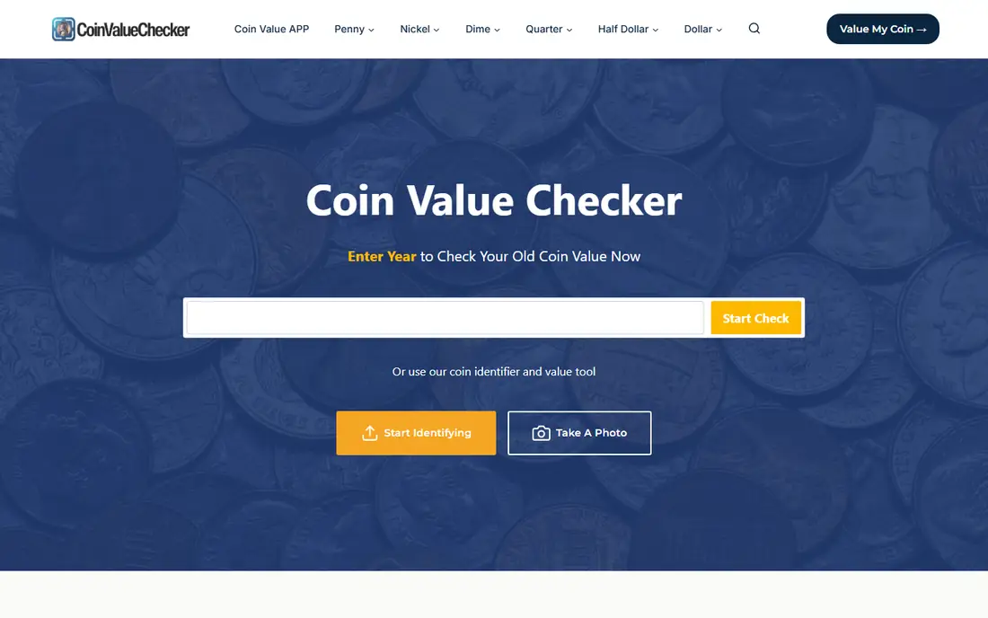 Coin Value Checker homepage