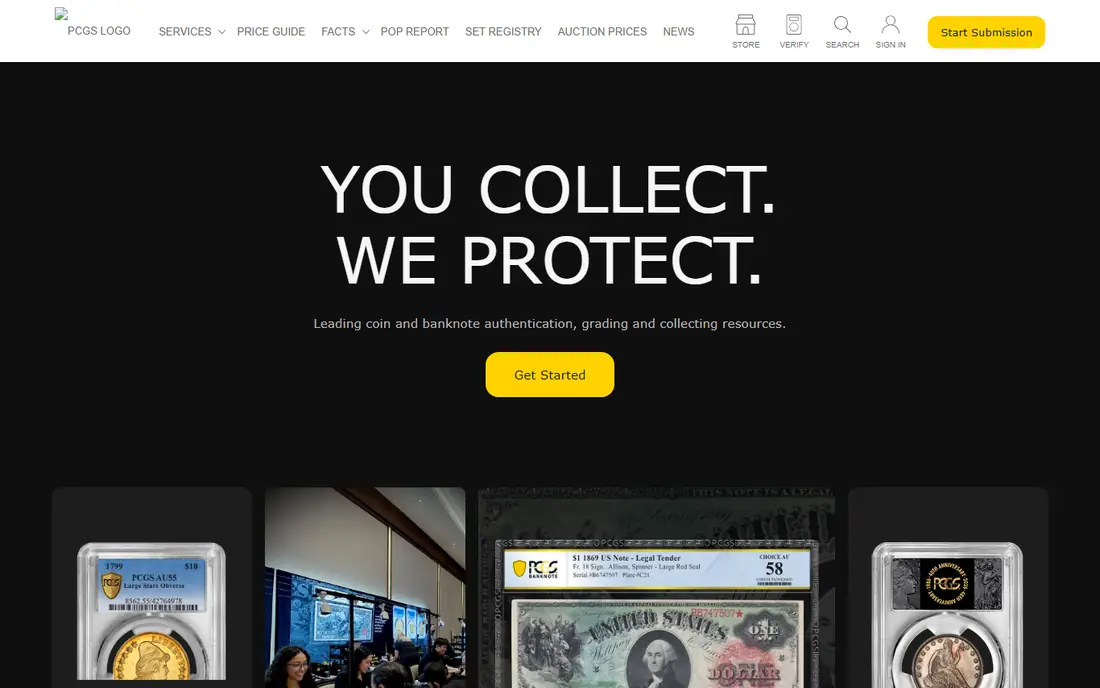 PCGS CoinFacts homepage