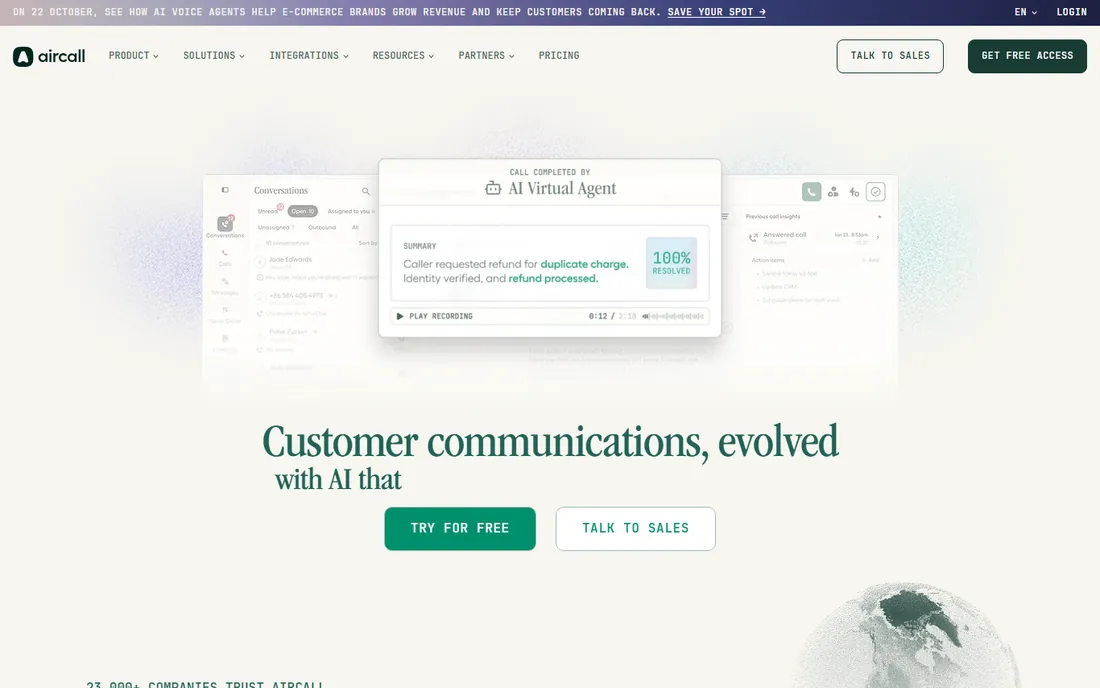 Aircall homepage