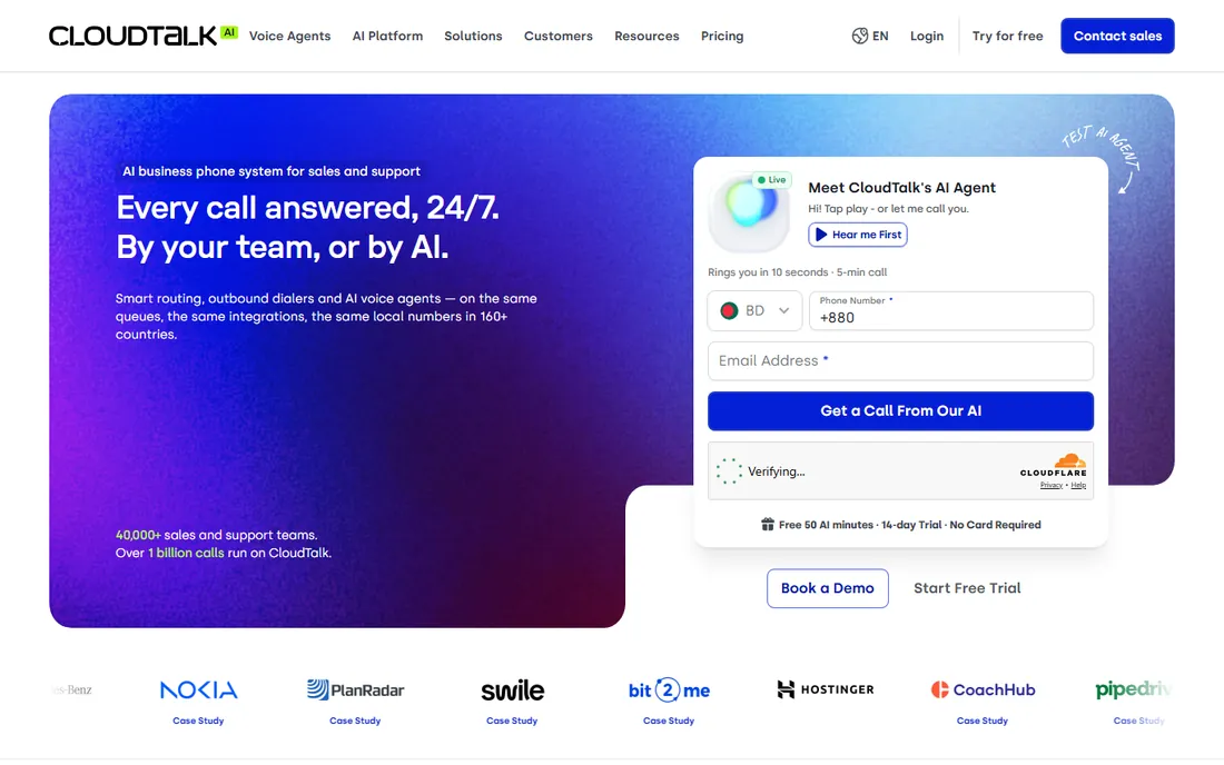 CloudTalk homepage