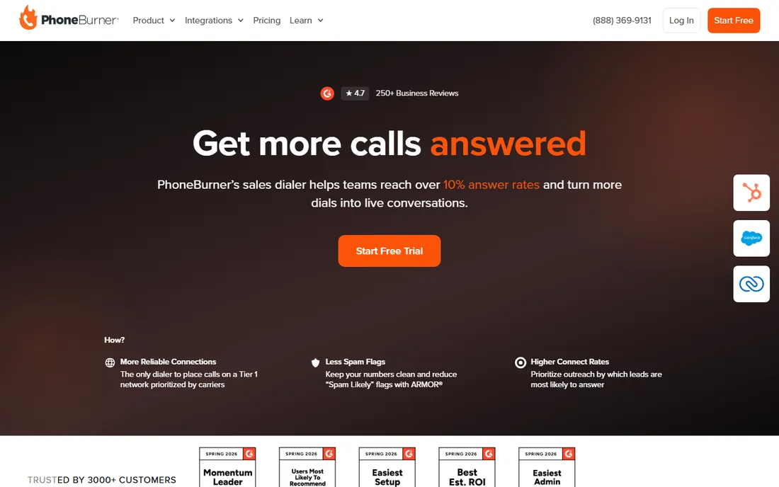 PhoneBurner homepage