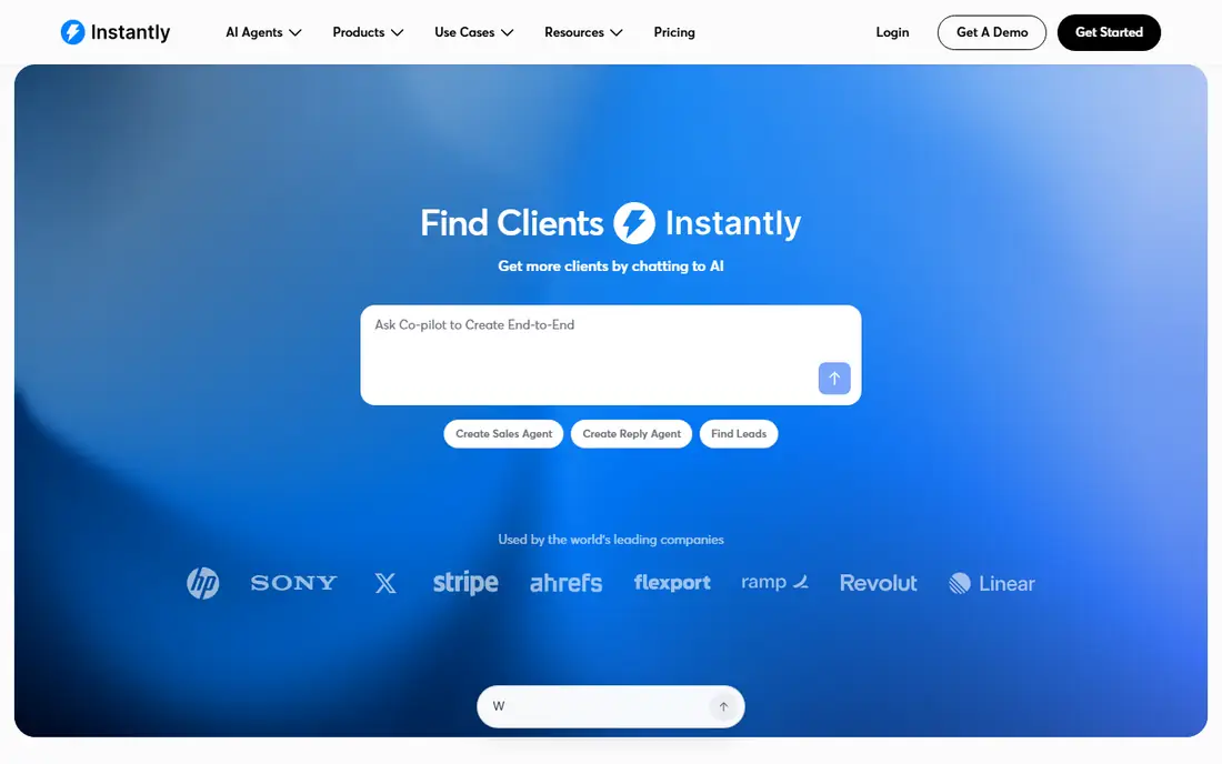 Instantly homepage