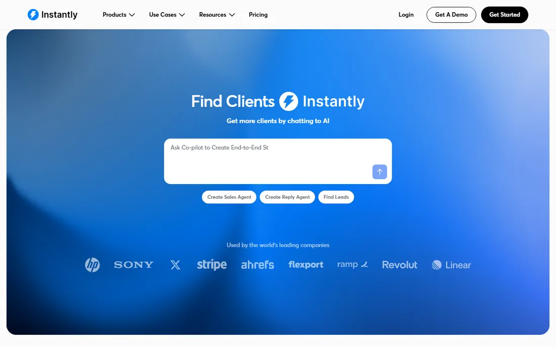 Instantly homepage