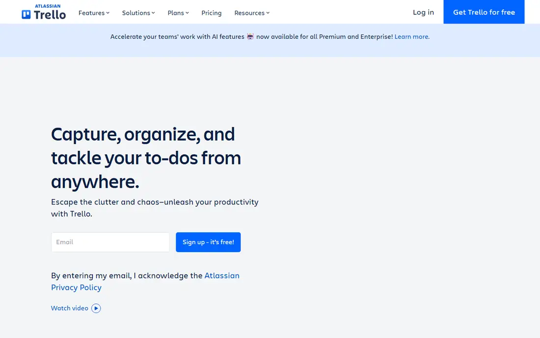 Trello homepage