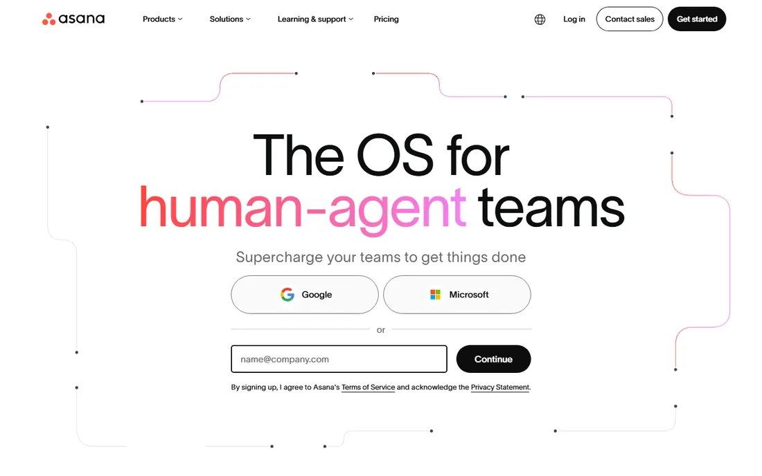 Asana homepage